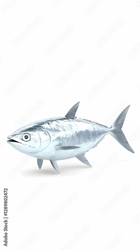 Naklejka premium 3D Model of a Silver Fish
