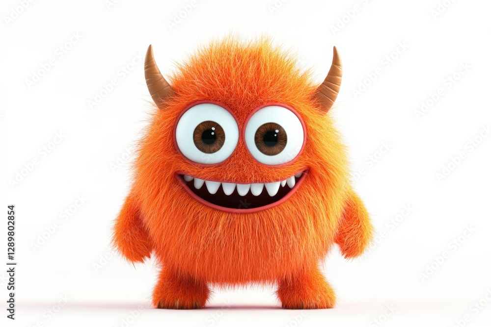 orange furry cartoon monster with horns orange furry cartoon monster with horns