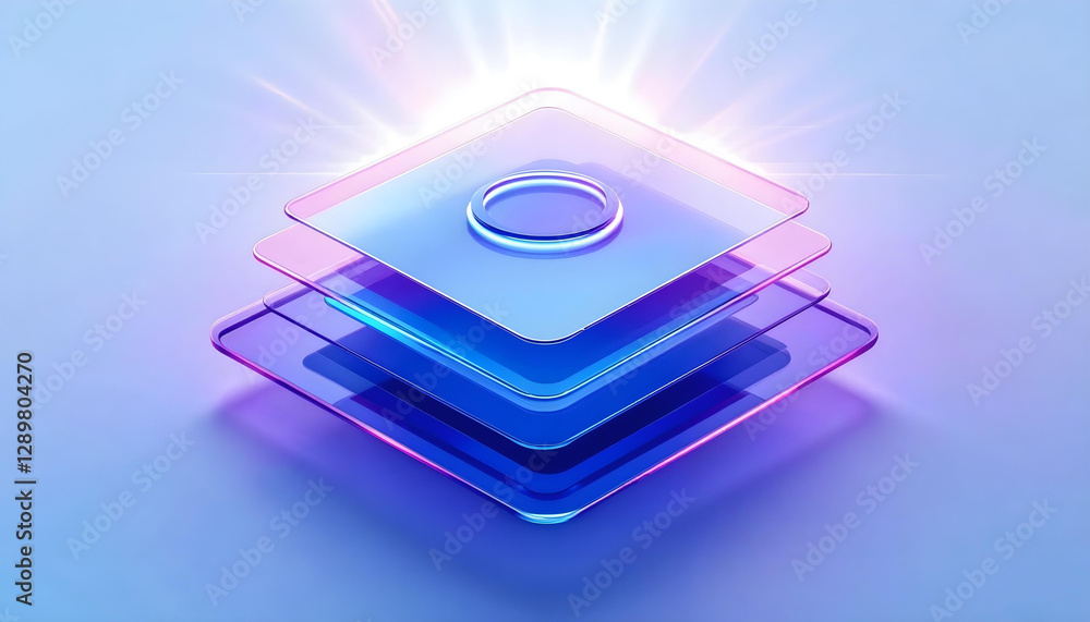 3d gradient glassmorphism cube square