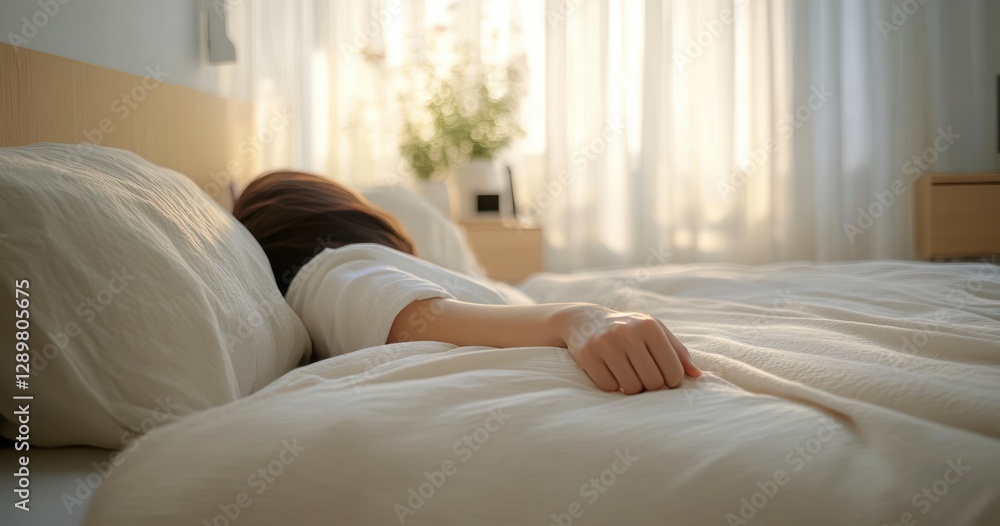 Young Asian Woman Using Smartwatch for Health Monitoring in Cozy Bedroom with Natural Light Young Asian Woman Using Smartwatch for Health Monitoring in Cozy Bedroom with Natural Light