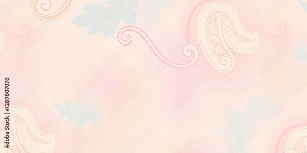 Delicate Paisley Prints on Soft Pastel Background Delicate Paisley Prints on Soft Pastel Background