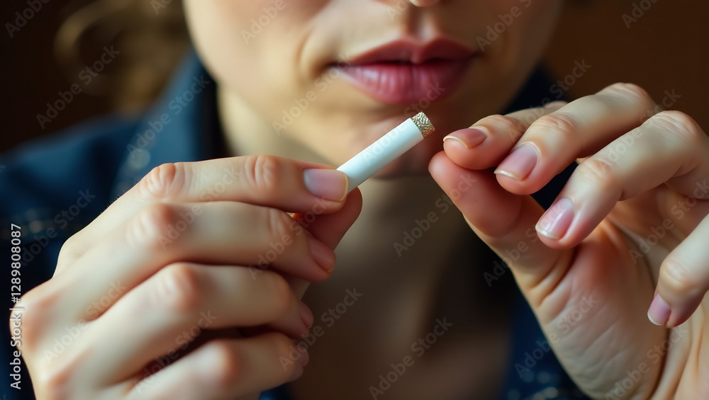 An image of a person choosing a healthy alternative to smoking, such as chewing gum or using a nicotine patch. An image of a person choosing a healthy alternative to smoking, such as chewing gum or using a nicotine patch.