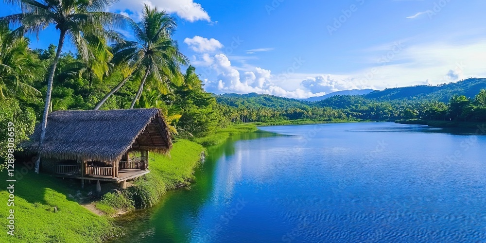 philippines tourism concept with a house in the country's natural landscape philippines tourism concept with a house in the country's natural landscape