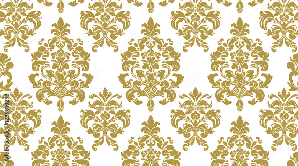 A gold and white floral patterned wallpaper. generated using AI A gold and white floral patterned wallpaper. generated using AI