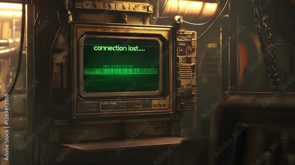 Obraz premium A vintage computer display shows connection lost error message
