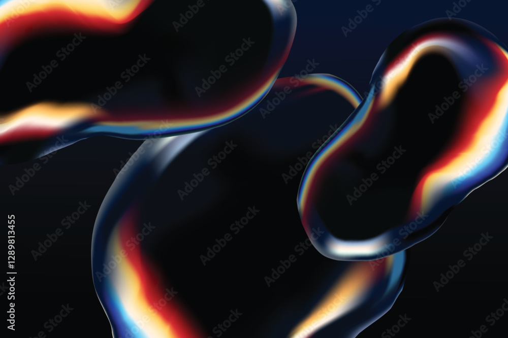 Naklejka premium Futuristic Holographic Abstract Background Modern 3D Fluid Design With Bubble Glass Effect