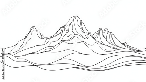 A mountain range is shown in black and white. generated using AI