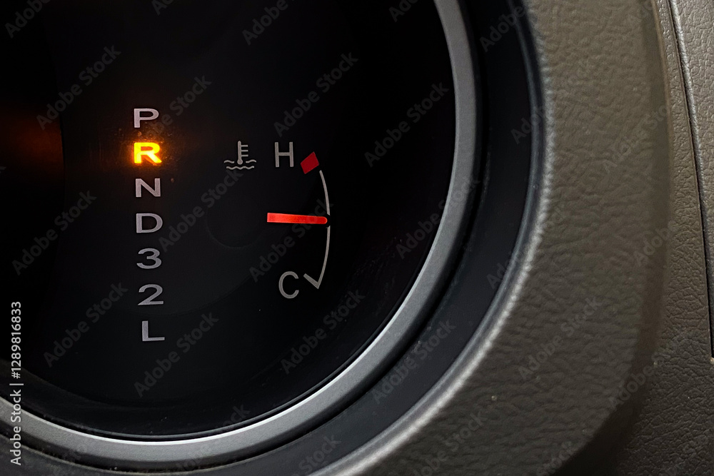 Naklejka premium car automatic transmission indicator light showing “R” position 