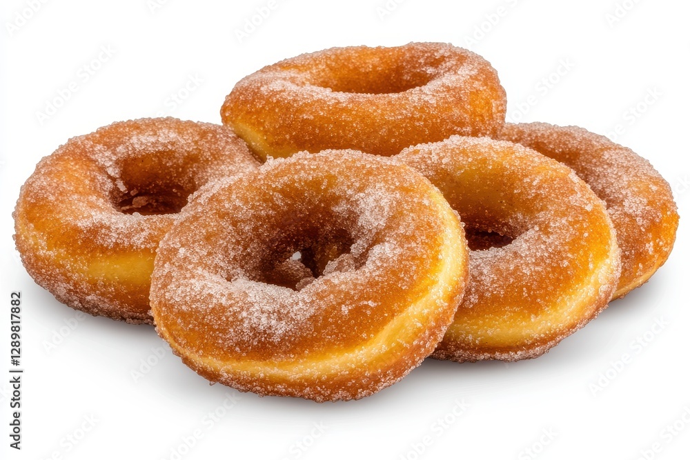 Freshly Glazed Sugar Coated Doughnuts Stacked on a White Background for Delicious Treats Freshly Glazed Sugar Coated Doughnuts Stacked on a White Background for Delicious Treats