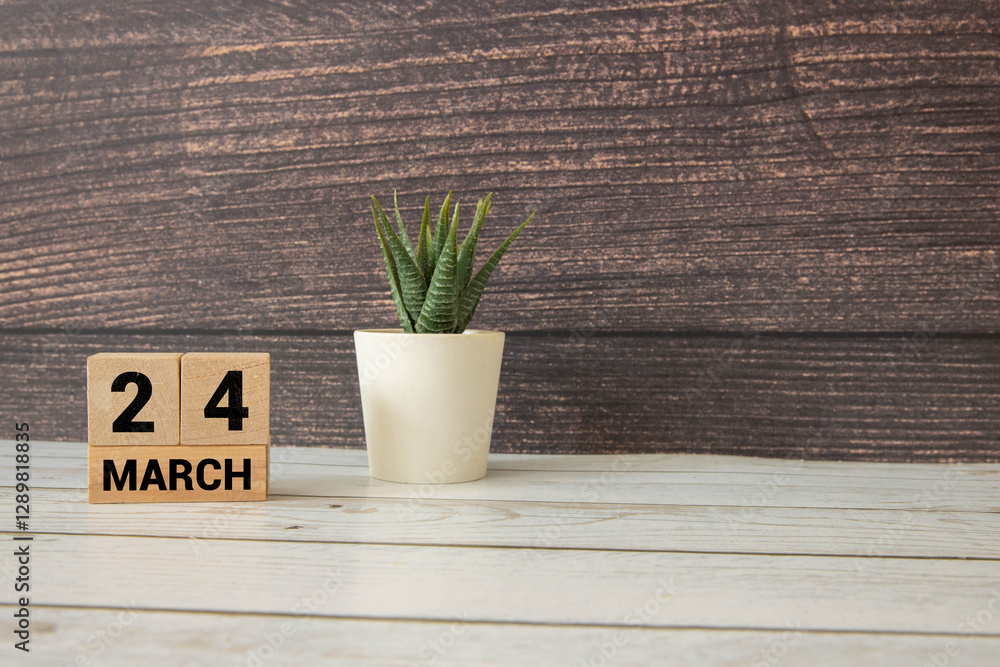 24 March calendar month text on wooden blocks. Calendar month concept 24 March calendar month text on wooden blocks. Calendar month concept