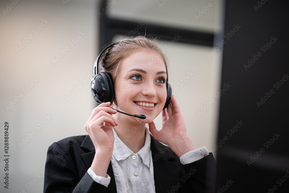 Call center staff are providing business conversation services in the office.