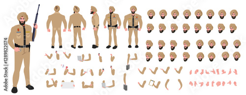 
Police Officer Character Design Model Sheet. Man, Character design. Front, side, back view and explainer animation poses. Character set with lip sync and Walk cycle animation sequences.
