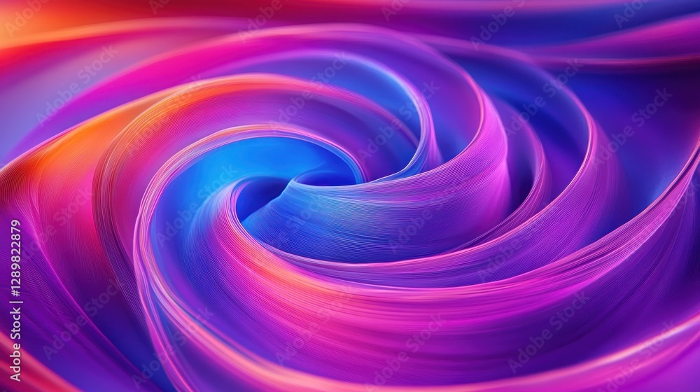 Vibrant Swirling Abstract Background with Iridescent Ribbons in Purple and Blue for Modern Digital Art