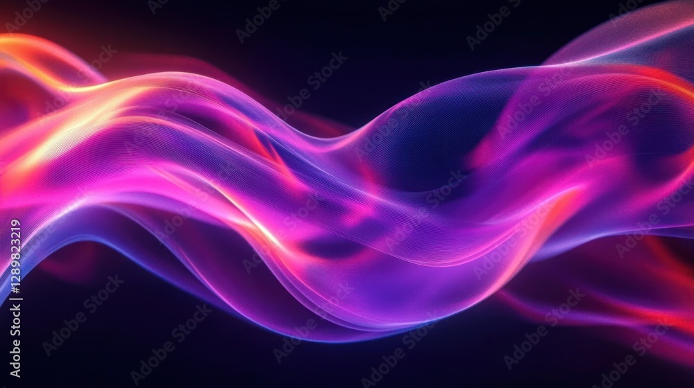 Naklejka premium Abstract Neon Ribbons and Fluid Motion in Dark Background
