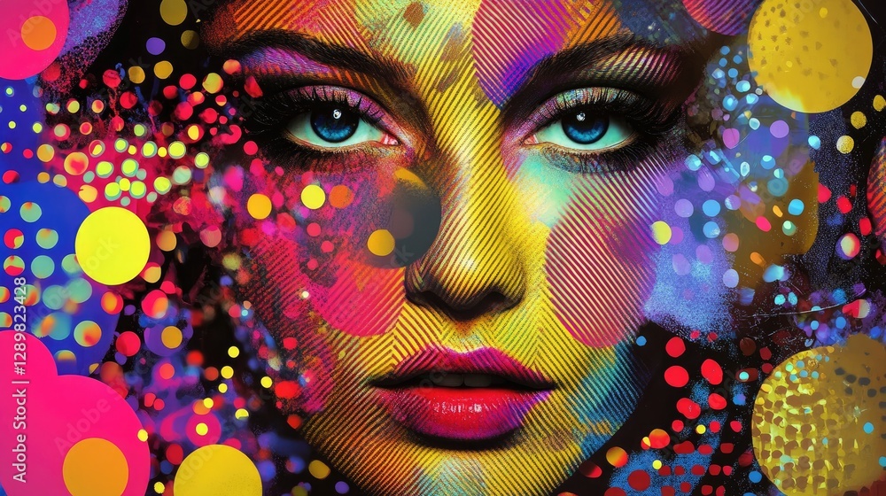 A bold pop art image effect overlaying vibrant dots and patterns on a photograph, creating a playful, colorful design. A bold pop art image effect overlaying vibrant dots and patterns on a photograph, creating a playful, colorful design.