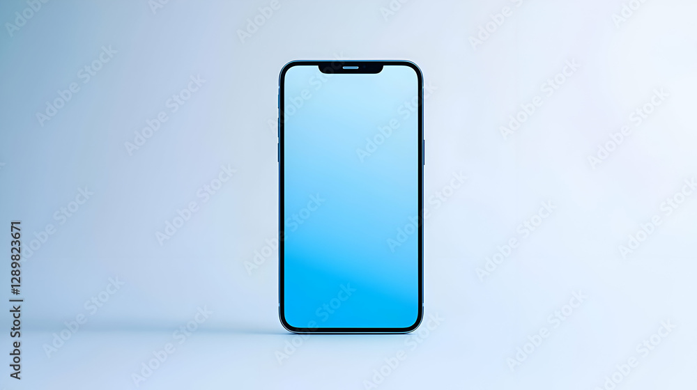 Blue Smartphone on Light Blue Background