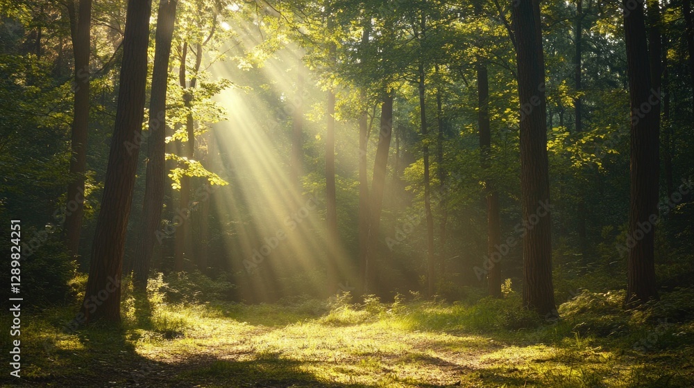 A calm and peaceful forest scene, with rays of light shining through the trees, evoking spirituality and a sense of peaceful reflection in nature. A calm and peaceful forest scene, with rays of light shining through the trees, evoking spirituality and a sense of peaceful reflection in nature.