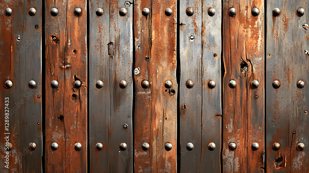 A wooden panel with many nails and holes. generated using AI A wooden panel with many nails and holes. generated using AI