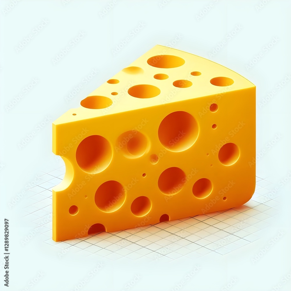 3D Cheese Slice with Holes
