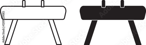 outline silhouette pommel horse icon set