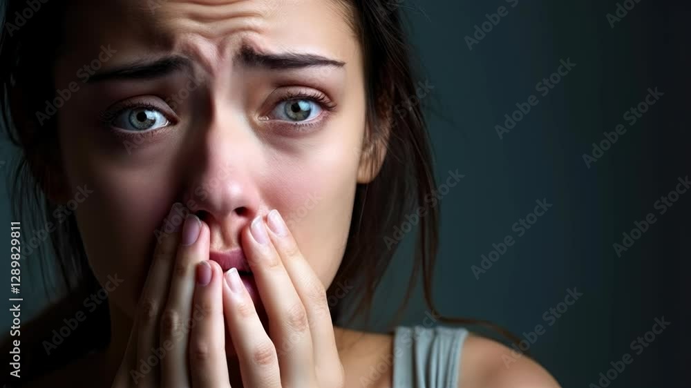 Sad depressed desperate grieving crying woman with folded hands and tears eyes during trouble, life difficulties, depression and mental emotional problems Sad depressed desperate grieving crying woman with folded hands and tears eyes during trouble, life difficulties, depression and mental emotional problems