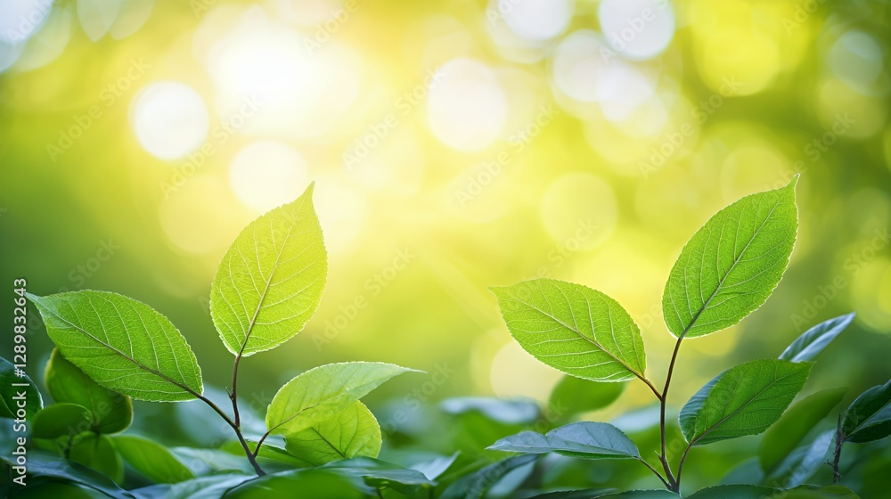 Vibrant Green Leaves in Sunlight, Soft Focus Nature Background Vibrant Green Leaves in Sunlight, Soft Focus Nature Background