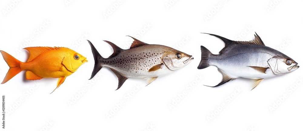 Fototapeta premium Vibrant Tropical Fish Collection on White Background for Design Use