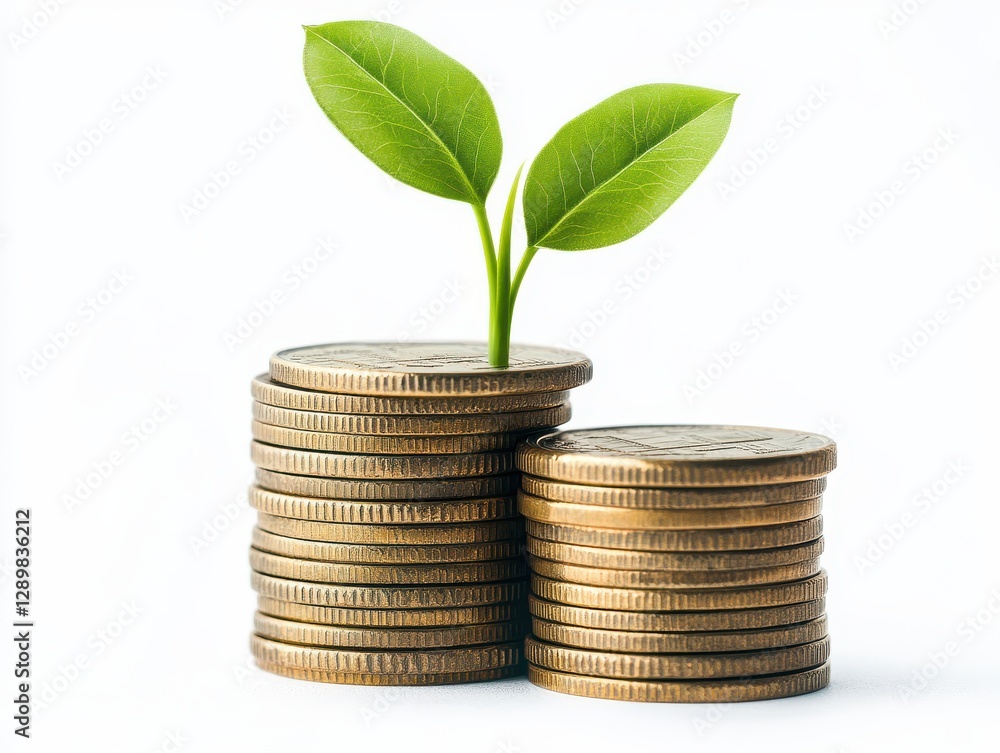 Growing Wealth: A Symbolic Stack of Coins with a Flourishing Plant
Growing Wealth: A Symbolic Stack of Coins with a Flourishing Plant