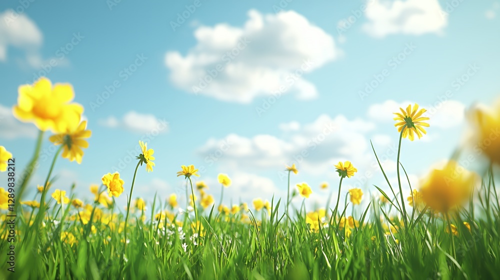 Fototapeta premium Vibrant Yellow Flowers in a Sunny Field