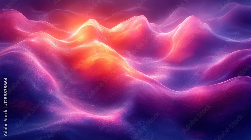 Obraz premium Abstract Flowing Geometric Shapes in Vibrant Ultraviolet and Pink Neon, Liquid Background for Creative Designs