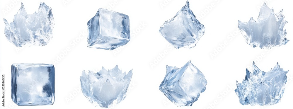 Obraz premium Ice Cubes and Broken Ice for Refreshing Drink Visuals