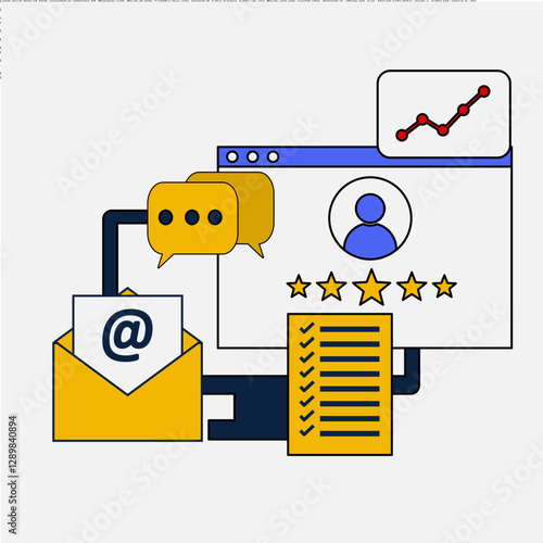 CRM ,CRM customer relationship management software concept, CRM application managing business, business analysis. vector illustration.