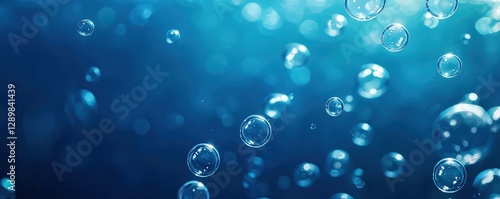 Wallpaper Mural A serene underwater scene featuring floating bubbles against a deep blue background, evoking a sense of calm and tranquility. Torontodigital.ca