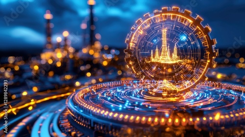 Wallpaper Mural Futuristic glowing concentric spheres or globes with mesmerizing energy pulses and light patterns in a vibrant illuminated cityscape nightscape background  Sci fi digital abstract Torontodigital.ca