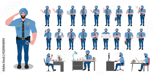 
Police Officer Character Design Model Sheet. Man, Character design. Front, side, back view and explainer animation poses. Character set with lip sync and Walk cycle animation sequences.
