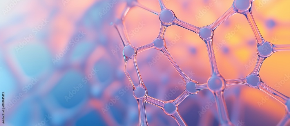 Fototapeta premium Ethereal Collagen Molecular Network Background in Pastel Tones Representing Scientific Innovation