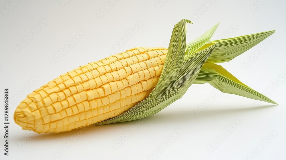 A beautiful artistic corn creation made of folded paper is present A beautiful artistic corn creation made of folded paper is present