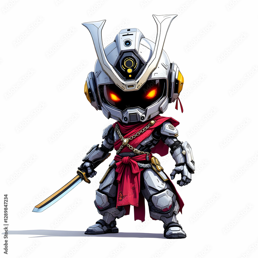 Obraz premium Chibi Samurai Robot Character