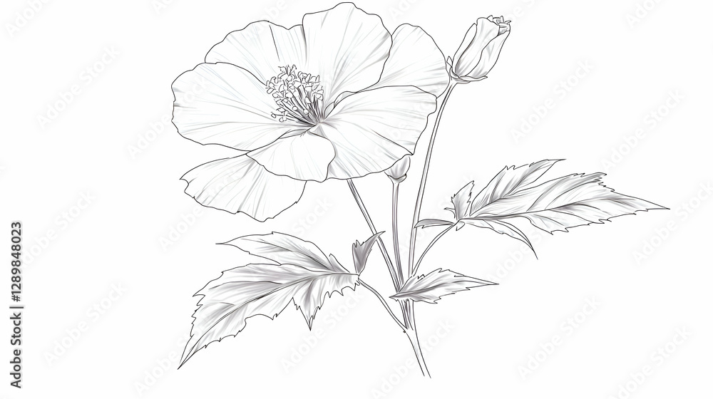 Fototapeta premium Monochrome Botanical Flower Drawing