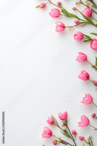 Beautiful background template made of Spring flowers.