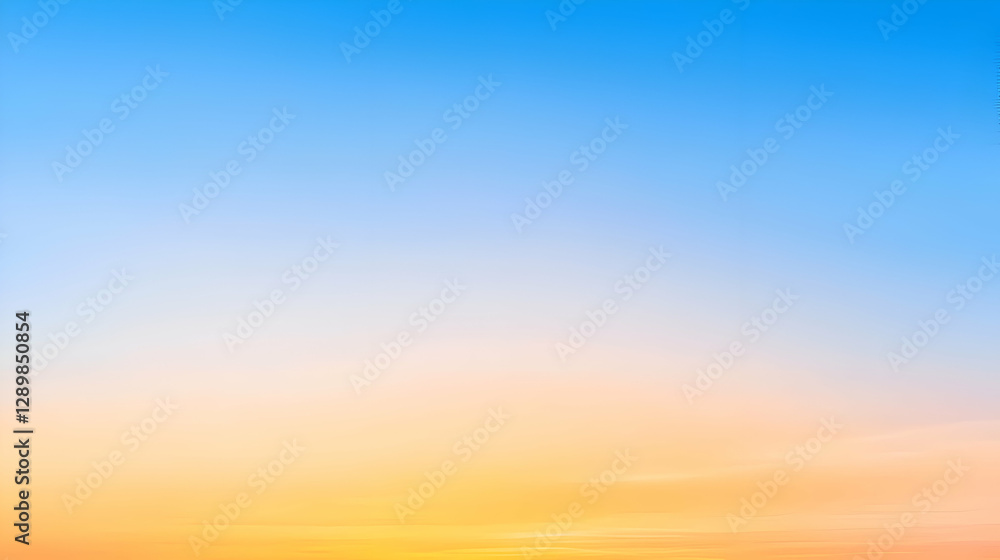 Serene Sunset Sky Gradation: Blue Orange Yellow Hues Serene Sunset Sky Gradation: Blue Orange Yellow Hues