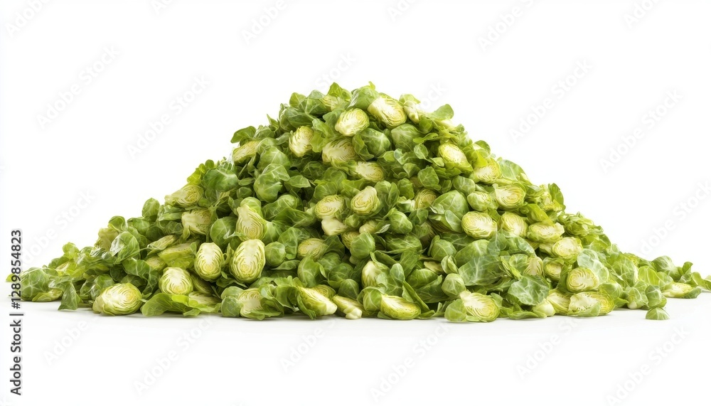 Fresh Green Brussels Sprouts Pile Isolated on White Background Fresh Green Brussels Sprouts Pile Isolated on White Background