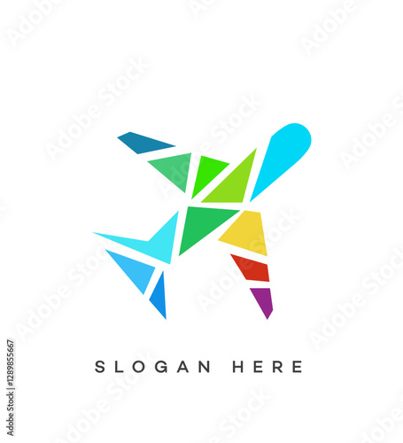 Colorful Abstract Airplane Logo Design, Travel Agency Branding