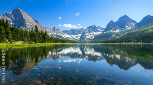 Serene Mountain Lake Reflection in Summer