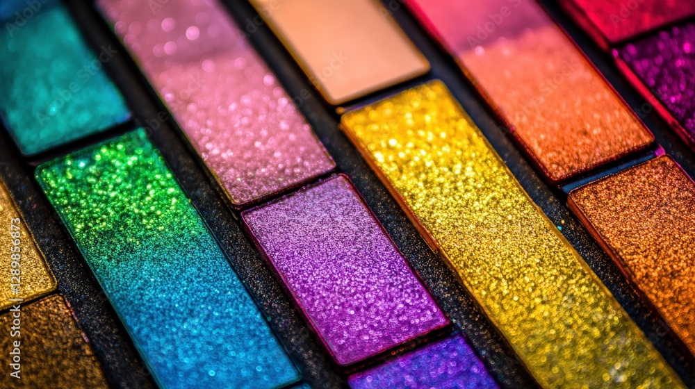 Vibrant Metallic Makeup Palette Close-Up View Vibrant Metallic Makeup Palette Close-Up View