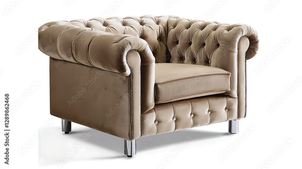 custom made wallpaper toronto digitalA tan leather chair with a white background. generated using AI