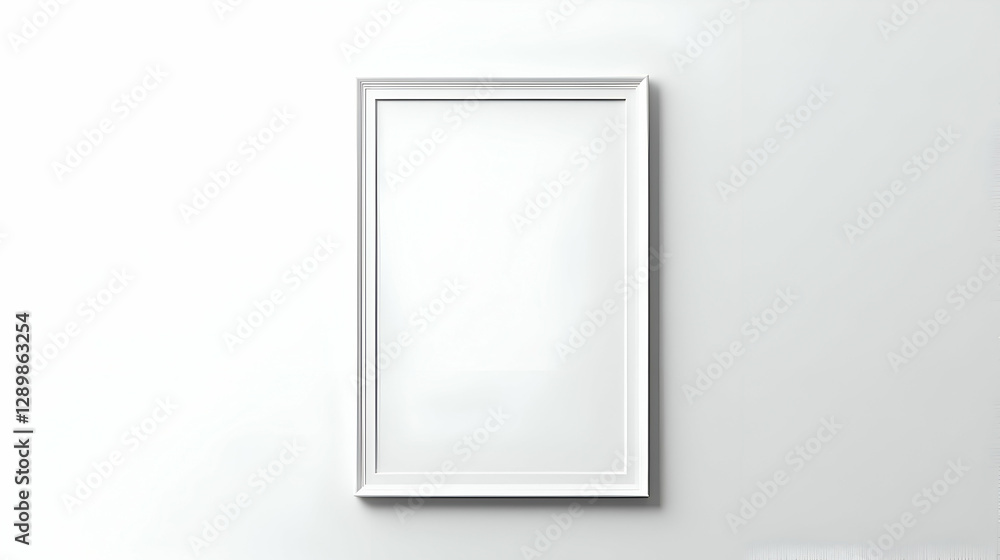 White Empty Picture Frame on White Wall White Empty Picture Frame on White Wall