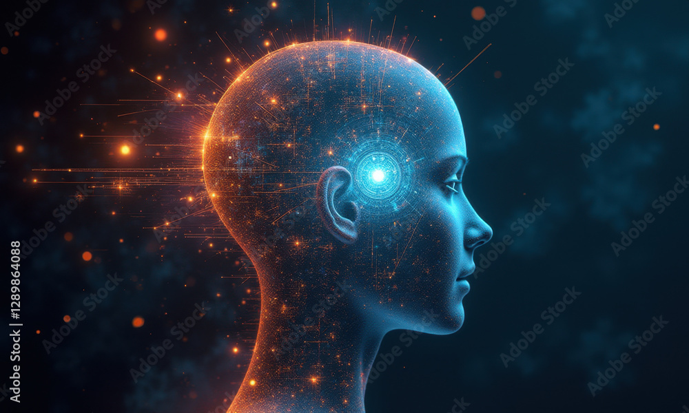 AI Woman, Digital Brain, Neural Network - AI and Artificial Intelli. AI Woman, Digital Brain, Neural Network - AI and Artificial Intelli.