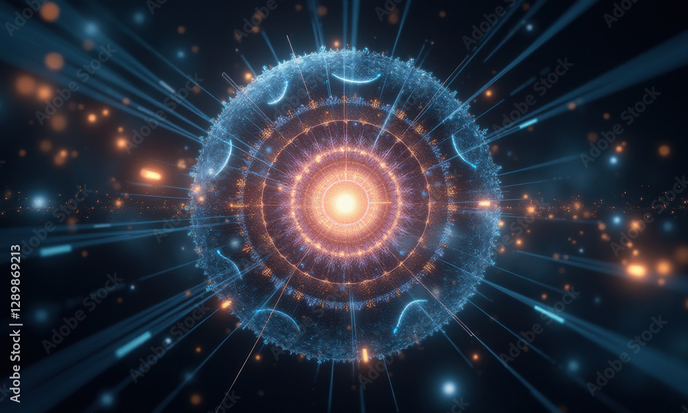 Obraz premium Glowing Orb, Futuristic Energy, Abstract Tech - AI & Artificial Int.