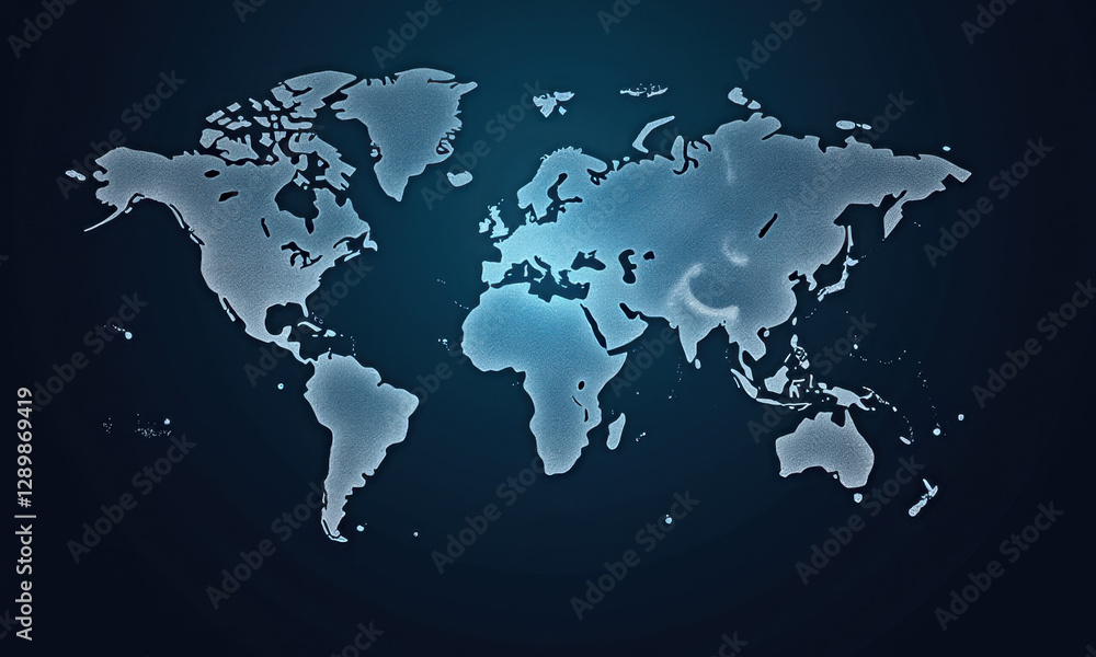 Fototapeta premium Glowing World Map, Global Network, Digital Earth - Tech & Futuristic